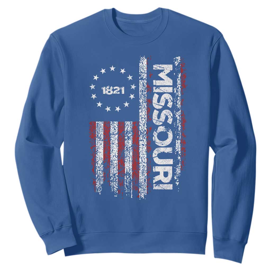 Missouri Missourian MO American Flag Established 1821 Sweatshirt TS14 Royal Blue Print Your Wear