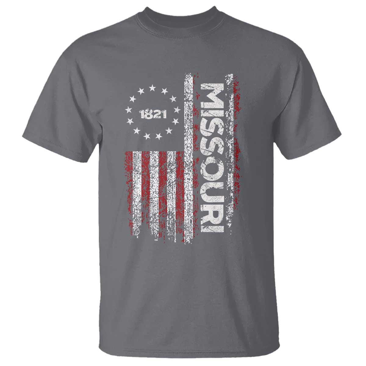 Missouri Missourian MO American Flag Established 1821 T Shirt TS14 Charcoal Print Your Wear