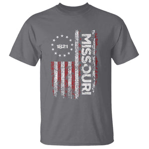 Missouri Missourian MO American Flag Established 1821 T Shirt TS14 Charcoal Print Your Wear