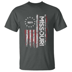 Missouri Missourian MO American Flag Established 1821 T Shirt TS14 Dark Heather Print Your Wear