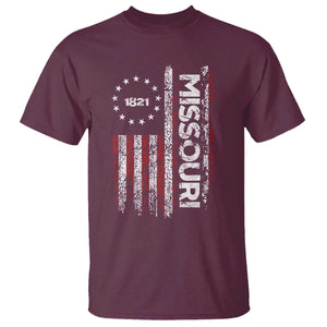 Missouri Missourian MO American Flag Established 1821 T Shirt TS14 Maroon Print Your Wear