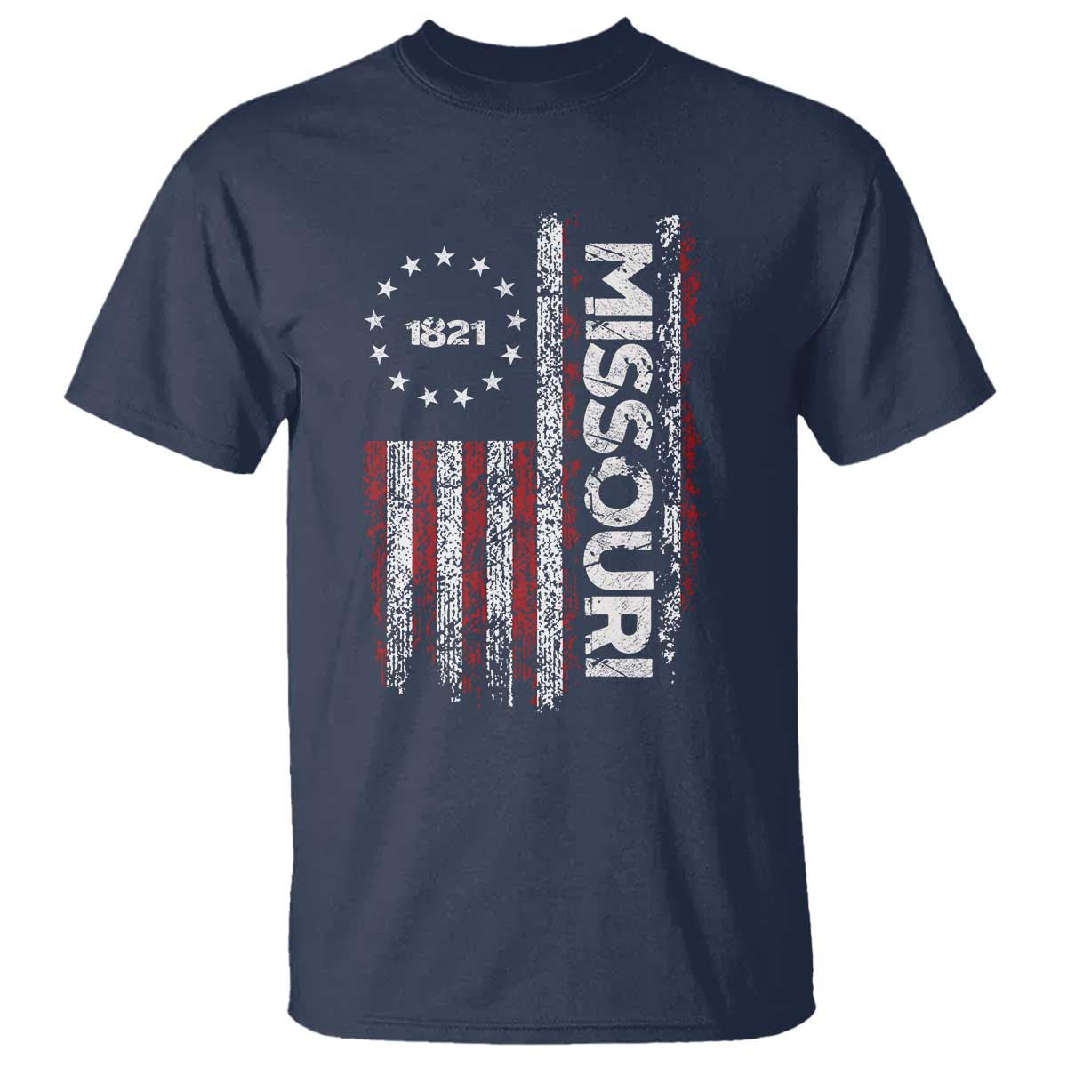 Missouri Missourian MO American Flag Established 1821 T Shirt TS14 Navy Print Your Wear