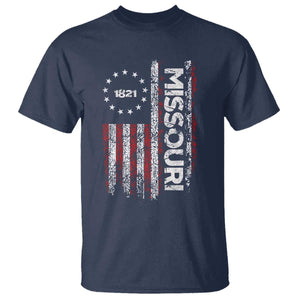 Missouri Missourian MO American Flag Established 1821 T Shirt TS14 Navy Print Your Wear