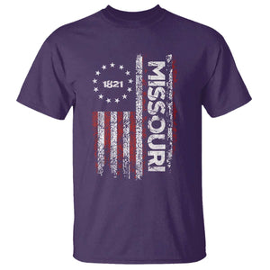 Missouri Missourian MO American Flag Established 1821 T Shirt TS14 Purple Print Your Wear