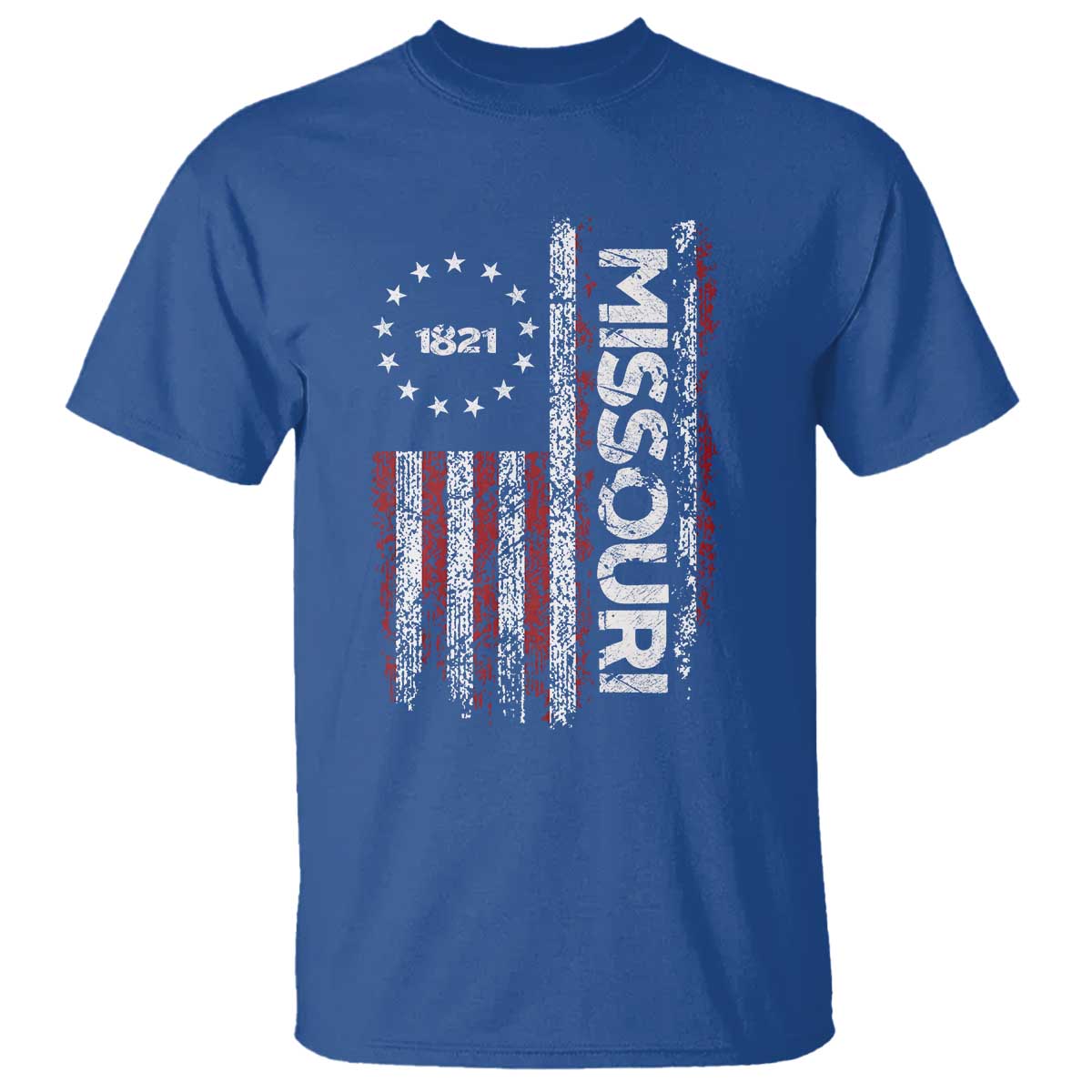 Missouri Missourian MO American Flag Established 1821 T Shirt TS14 Royal Blue Print Your Wear
