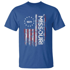 Missouri Missourian MO American Flag Established 1821 T Shirt TS14 Royal Blue Print Your Wear