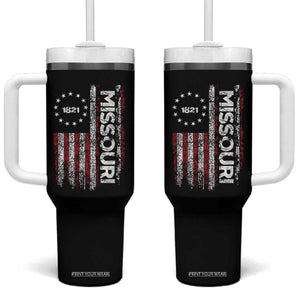 Missouri Missourian MO American Flag Established 1821 Tumbler With Handle TS14 One Size: 40 oz Black Print Your Wear