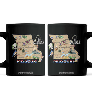 Missouri Map Landmarks Major Cities Roads Flag Coffee Mug TS14 Black Print Your Wear