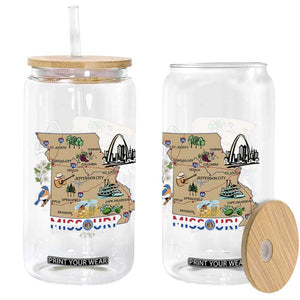 Missouri Map Landmarks Major Cities Roads Flag Glass Can TS14 Print Your Wear