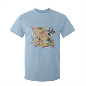 Missouri Map Landmarks Major Cities Roads Flag T Shirt For Kid TS14 Light Blue Print Your Wear