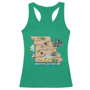 Missouri Map Landmarks Major Cities Roads Flag Racerback Tank Top TS14 Irish Green Print Your Wear