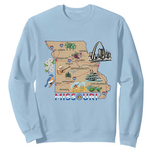 Missouri Map Landmarks Major Cities Roads Flag Sweatshirt TS14 Light Blue Print Your Wear