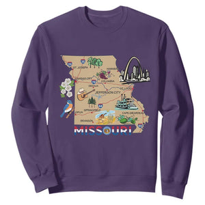 Missouri Map Landmarks Major Cities Roads Flag Sweatshirt TS14 Purple Print Your Wear