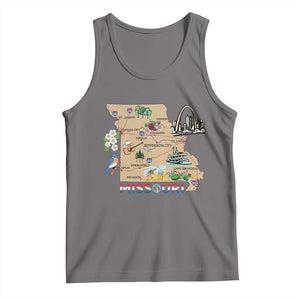 Missouri Map Landmarks Major Cities Roads Flag Tank Top TS14 Deep Heather Print Your Wear