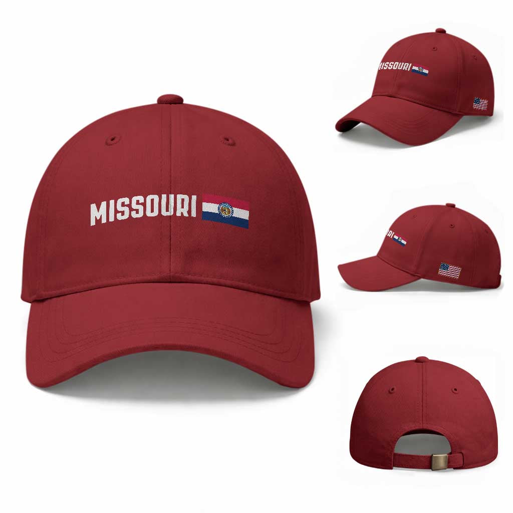 Missouri Missourian MO State Flag Baseball Cap TS14 Baseball Cap Universal Fit Cherry Red Print Your Wear