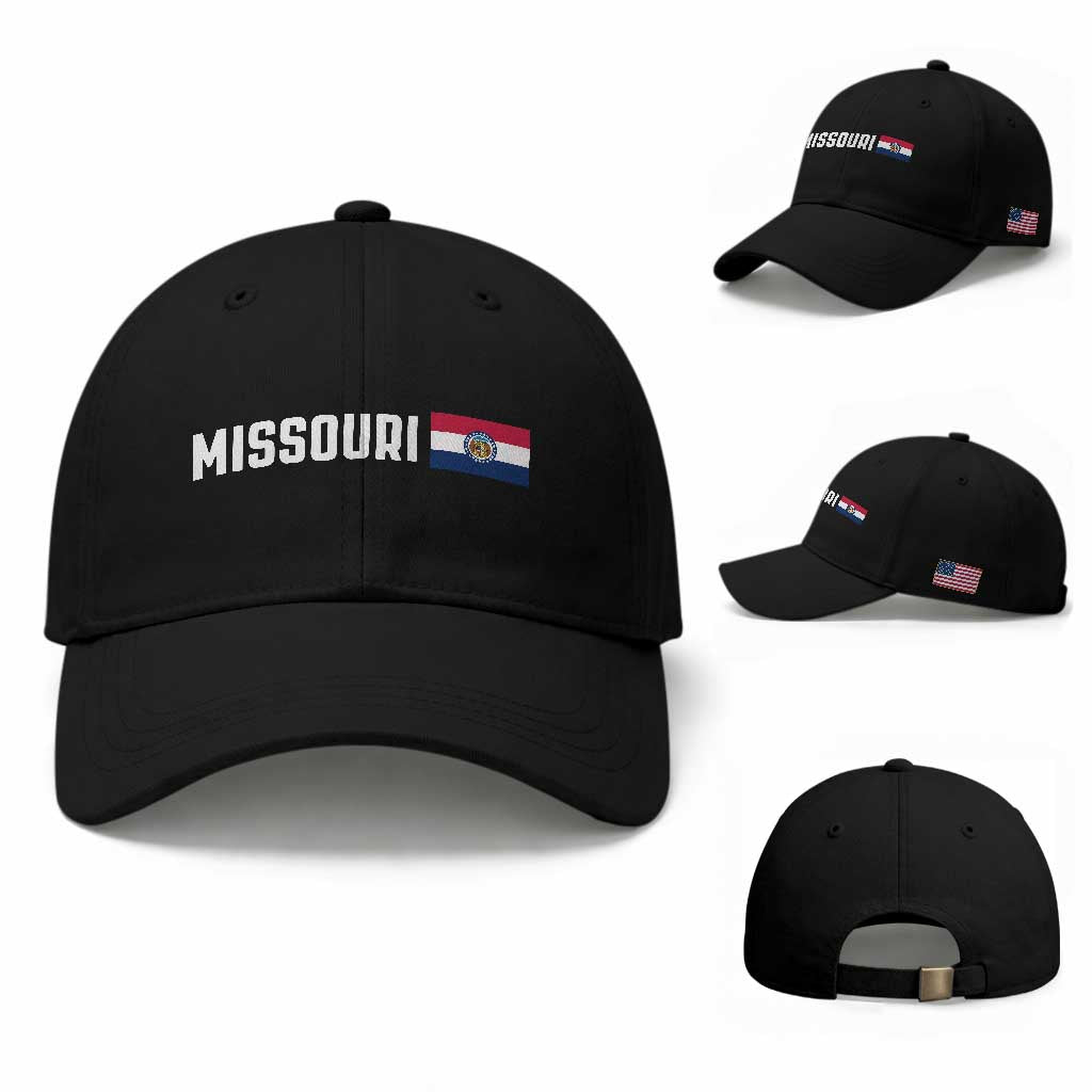 Missouri Missourian MO State Flag Baseball Cap TS14 Baseball Cap Universal Fit Black Print Your Wear