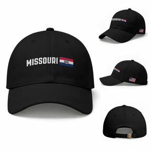 Missouri Missourian MO State Flag Baseball Cap TS14 Baseball Cap Universal Fit Black Print Your Wear
