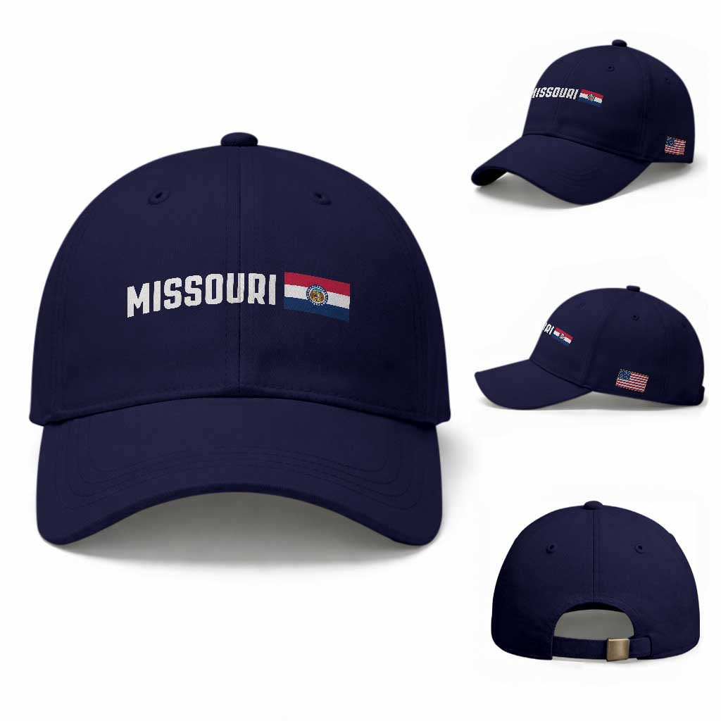Missouri Missourian MO State Flag Baseball Cap TS14 Baseball Cap Universal Fit Dark Blue Print Your Wear