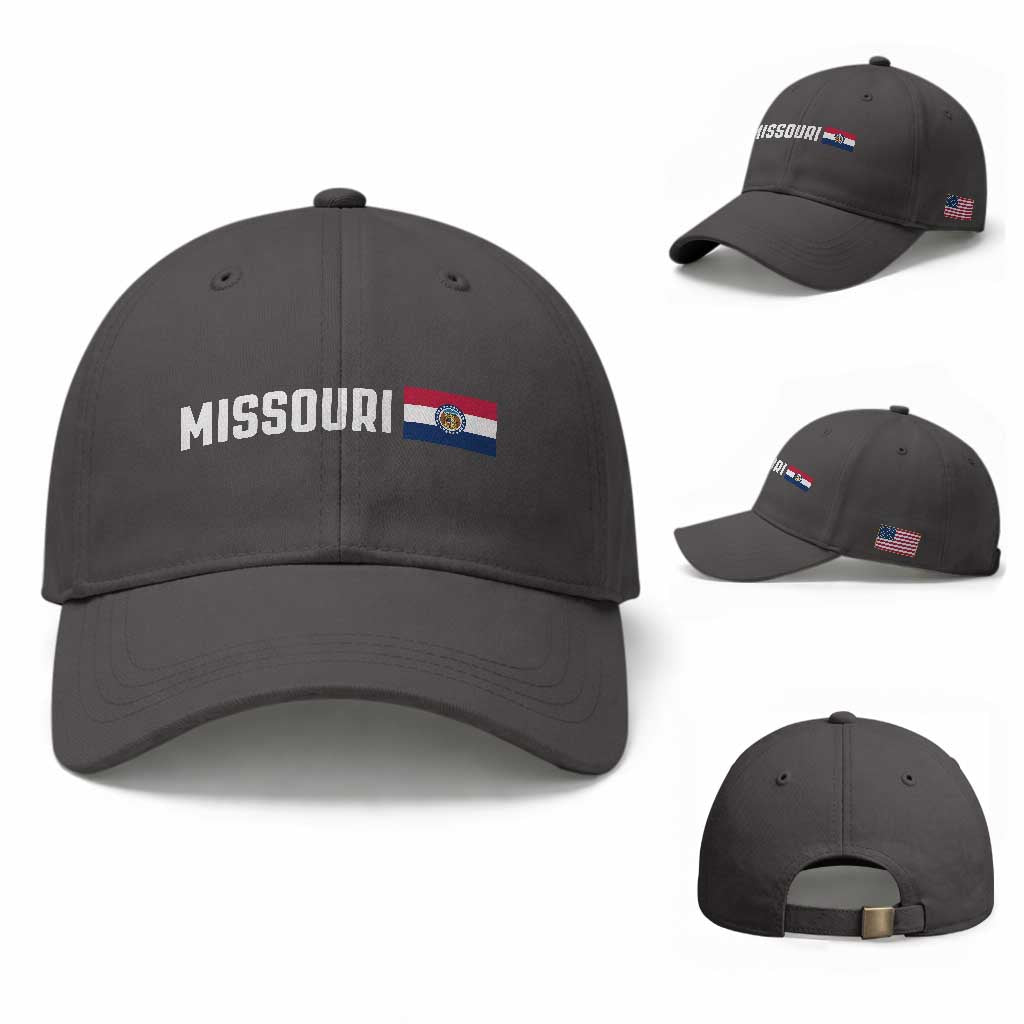 Missouri Missourian MO State Flag Baseball Cap TS14 Baseball Cap Universal Fit Dark Gray Print Your Wear