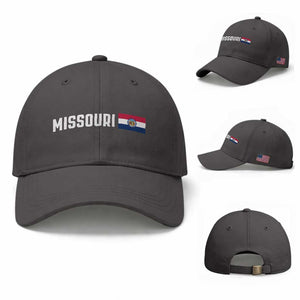Missouri Missourian MO State Flag Baseball Cap TS14 Baseball Cap Universal Fit Dark Gray Print Your Wear