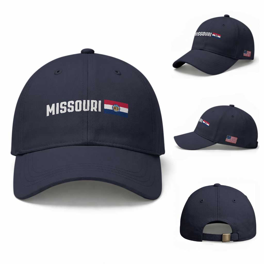 Missouri Missourian MO State Flag Baseball Cap TS14 Baseball Cap Universal Fit Navy Print Your Wear