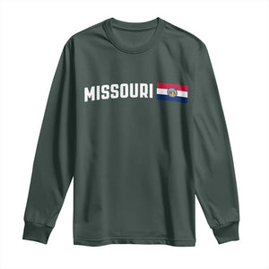 Missouri Missourian MO State Flag Long Sleeve Shirt TS14 Dark Forest Green Print Your Wear