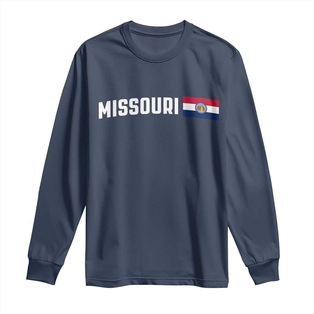 Missouri Missourian MO State Flag Long Sleeve Shirt TS14 Navy Print Your Wear