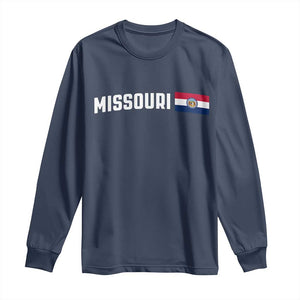 Missouri Missourian MO State Flag Long Sleeve Shirt TS14 Navy Print Your Wear
