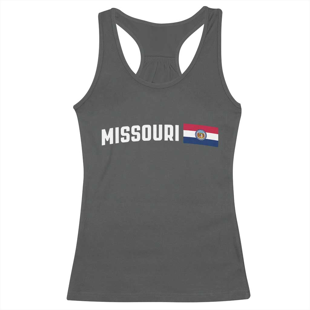 Missouri Missourian MO State Flag Racerback Tank Top TS14 Dark Heather Print Your Wear
