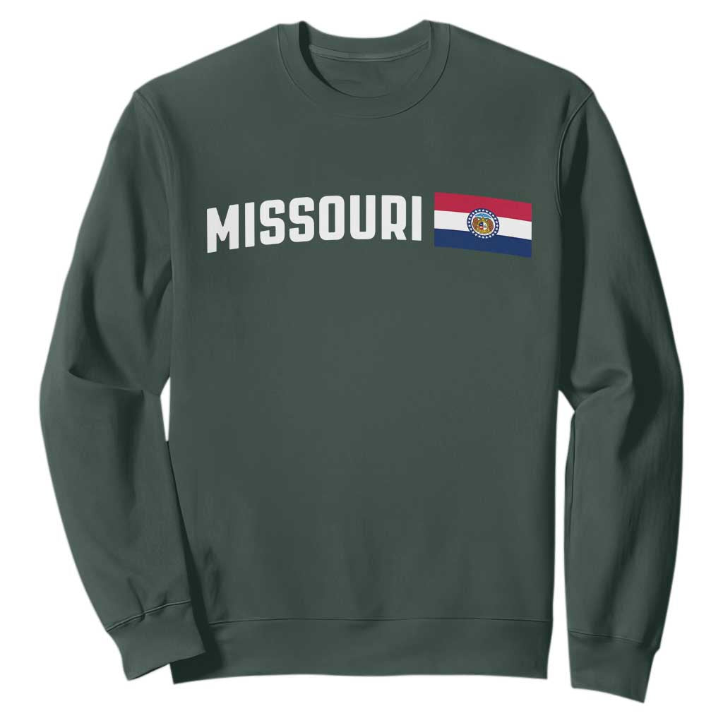 Missouri Missourian MO State Flag Sweatshirt TS14 Dark Forest Green Print Your Wear