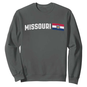 Missouri Missourian MO State Flag Sweatshirt TS14 Dark Heather Print Your Wear