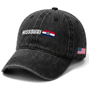 Missouri Missourian MO State Flag Washed Cotton Baseball Cap TS14 Print Your Wear