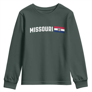 Missouri Missourian MO State Flag Youth Sweatshirt TS14 Dark Forest Green Print Your Wear