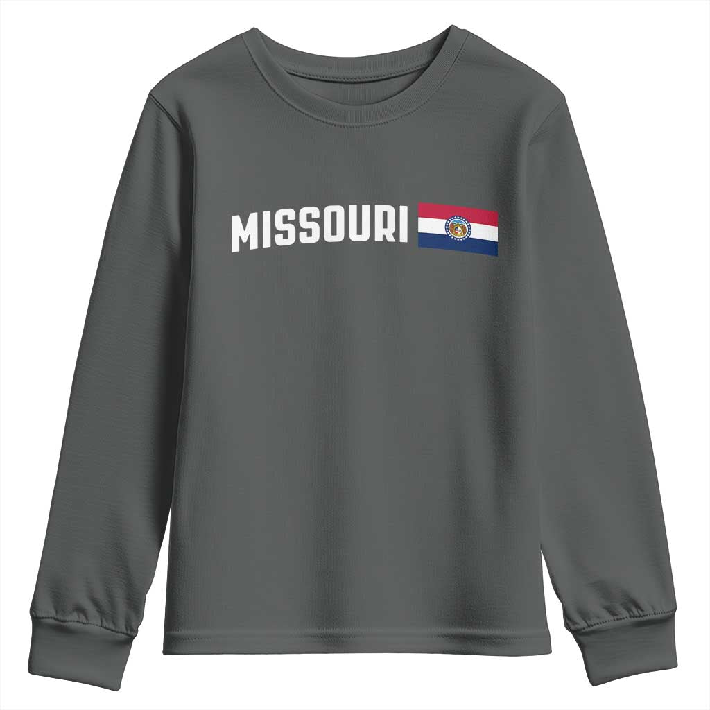 Missouri Missourian MO State Flag Youth Sweatshirt TS14 Dark Heather Print Your Wear