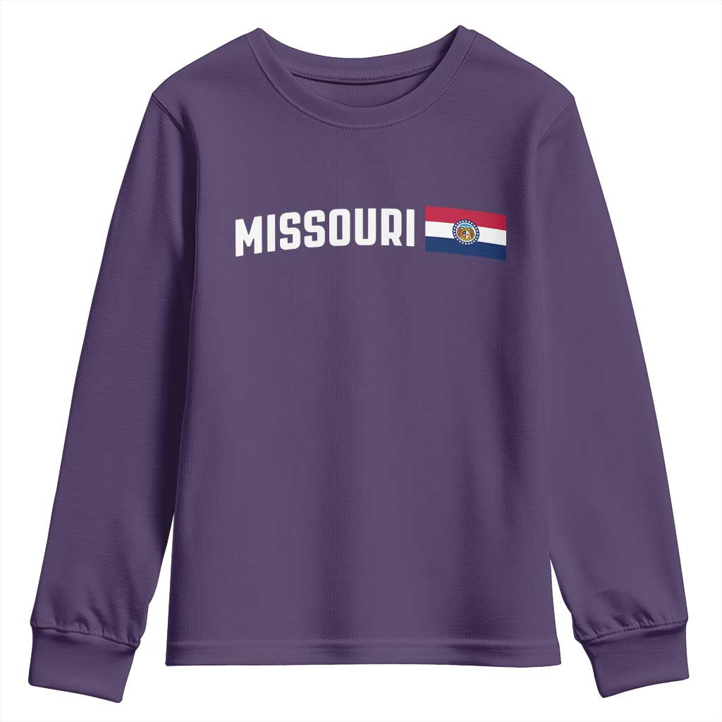 Missouri Missourian MO State Flag Youth Sweatshirt TS14 Purple Print Your Wear