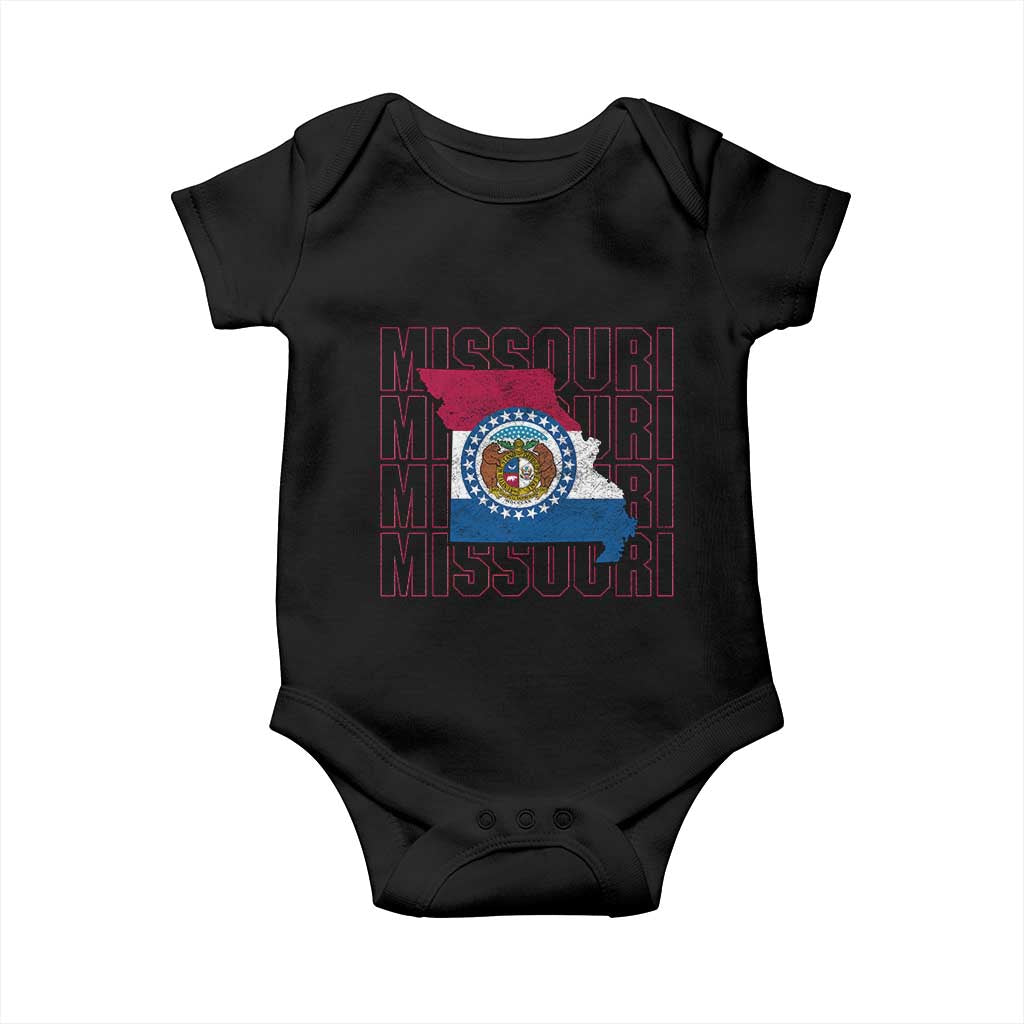 Missouri Flag Map State Distressed Baby Onesie TS14 Black Print Your Wear
