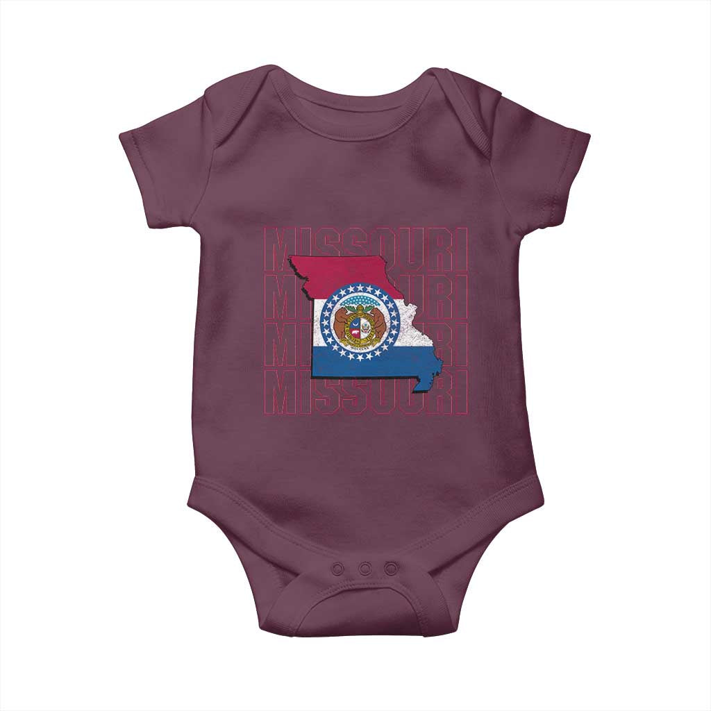 Missouri Flag Map State Distressed Baby Onesie TS14 Maroon Print Your Wear