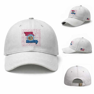 Missouri Flag Map State Distressed Baseball Cap TS14 Baseball Cap Universal Fit White Print Your Wear