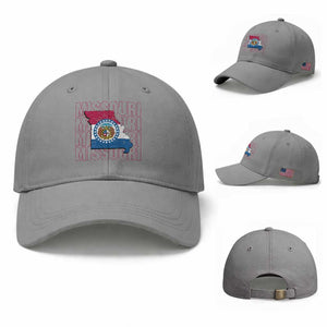 Missouri Flag Map State Distressed Baseball Cap TS14 Baseball Cap Universal Fit Sport Gray Print Your Wear