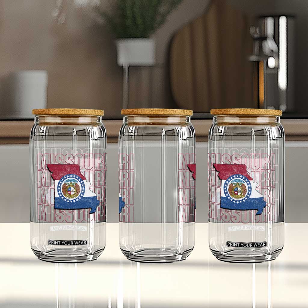 Missouri Flag Map State Distressed Glass Can TS14 Print Your Wear