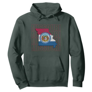 Missouri Flag Map State Distressed Hoodie TS14 Dark Forest Green Print Your Wear