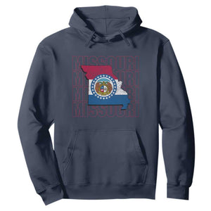 Missouri Flag Map State Distressed Hoodie TS14 Navy Print Your Wear