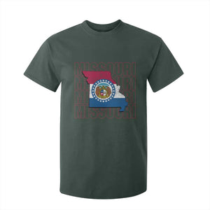 Missouri Flag Map State Distressed T Shirt For Kid TS14 Dark Forest Green Print Your Wear