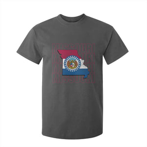 Missouri Flag Map State Distressed T Shirt For Kid TS14 Dark Heather Print Your Wear