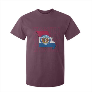 Missouri Flag Map State Distressed T Shirt For Kid TS14 Maroon Print Your Wear