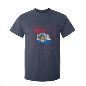 Missouri Flag Map State Distressed T Shirt For Kid TS14 Navy Print Your Wear