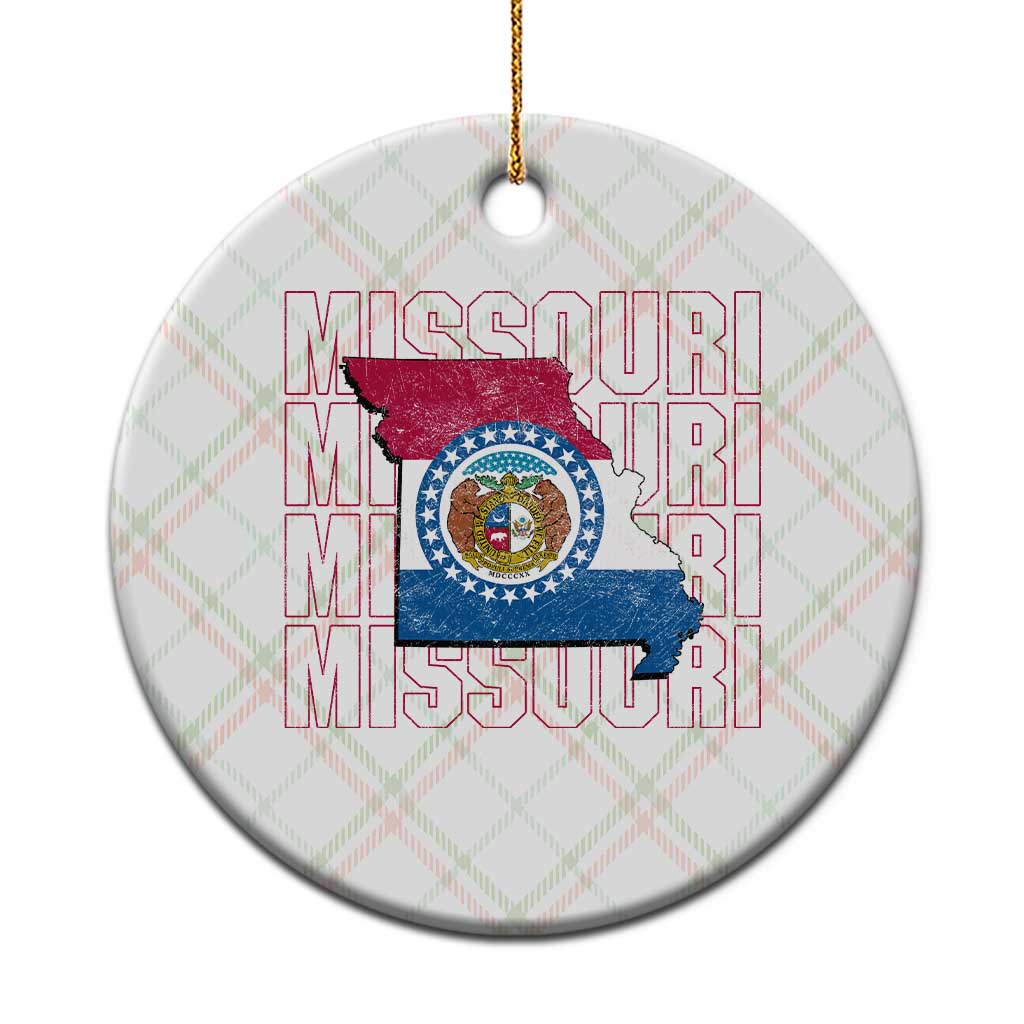 Missouri Flag Map State Distressed Ceramic Ornament TS14 1pc Christmas Plaid Print Your Wear