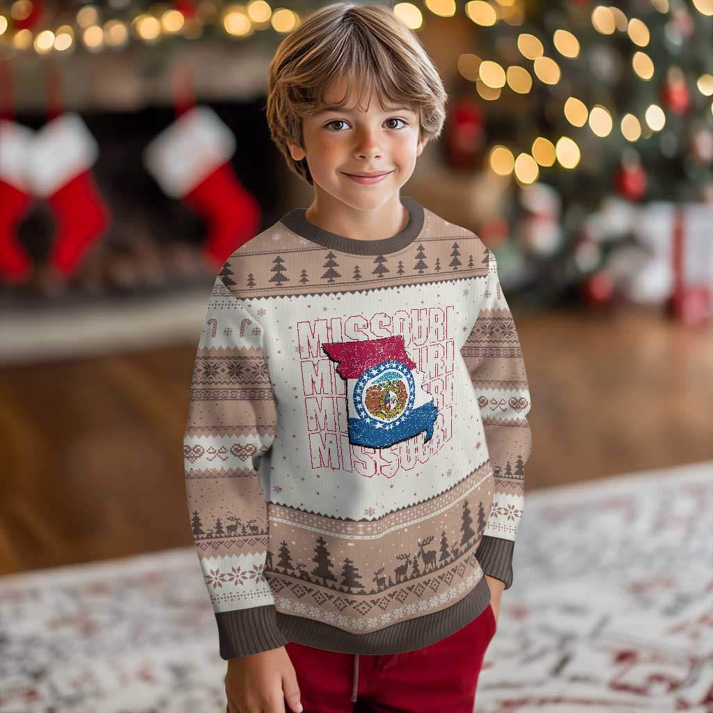 Missouri Flag Map State Distressed Ugly Christmas Sweater TS14 Mocha Mousse Print Your Wear