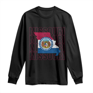 Missouri Flag Map State Distressed Long Sleeve Shirt TS14 Black Print Your Wear