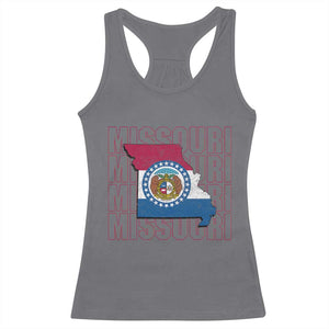 Missouri Flag Map State Distressed Racerback Tank Top TS14 Charcoal Print Your Wear